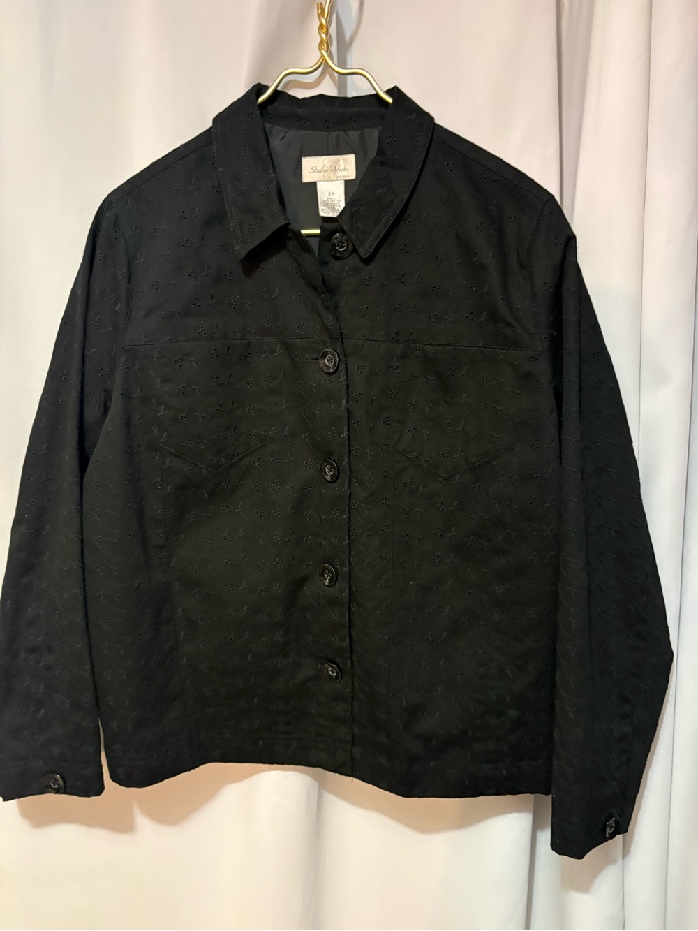 Studio Works Black Eyelet Button Jacket